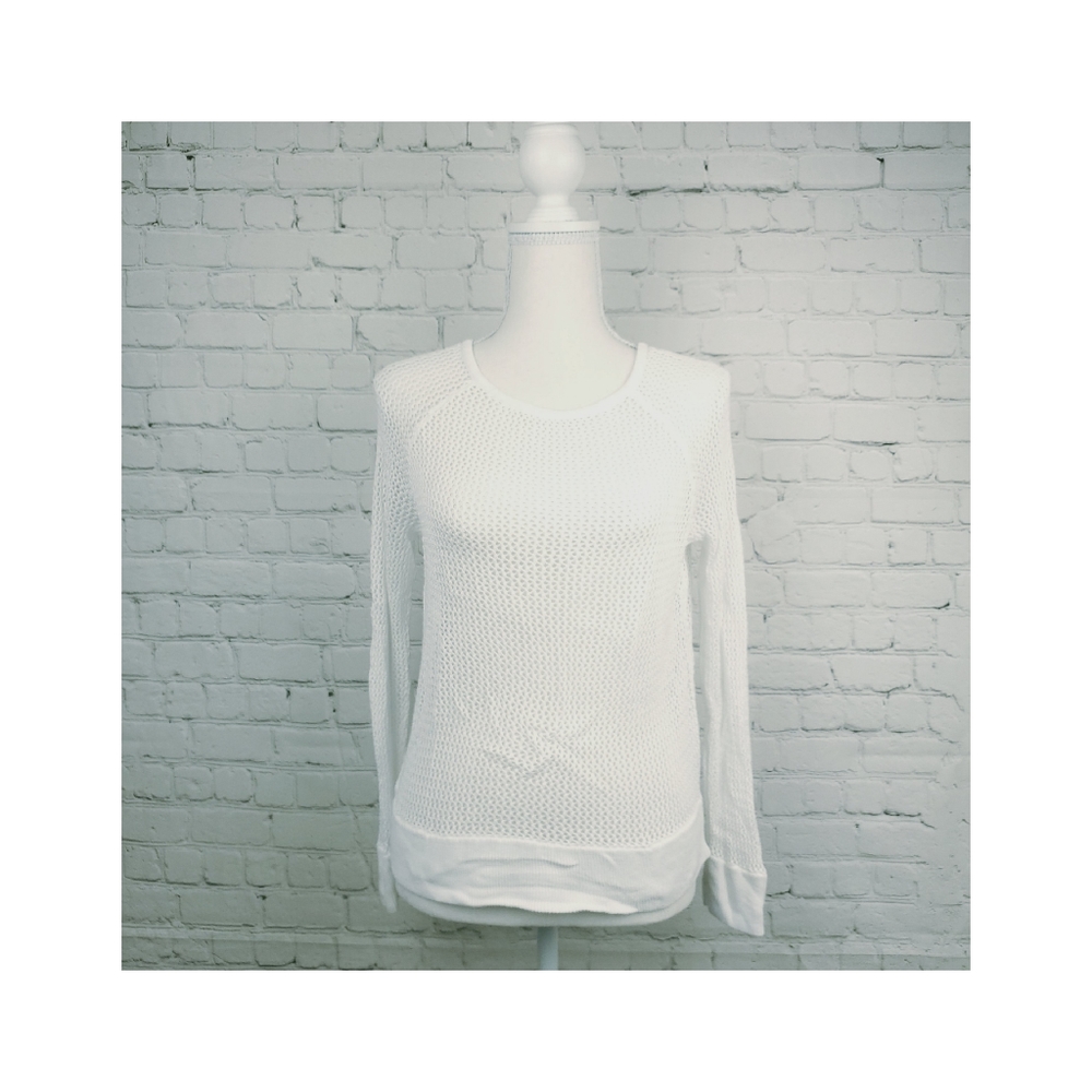 ❤ 3/20 2525 America White Crochet Knit Pullover